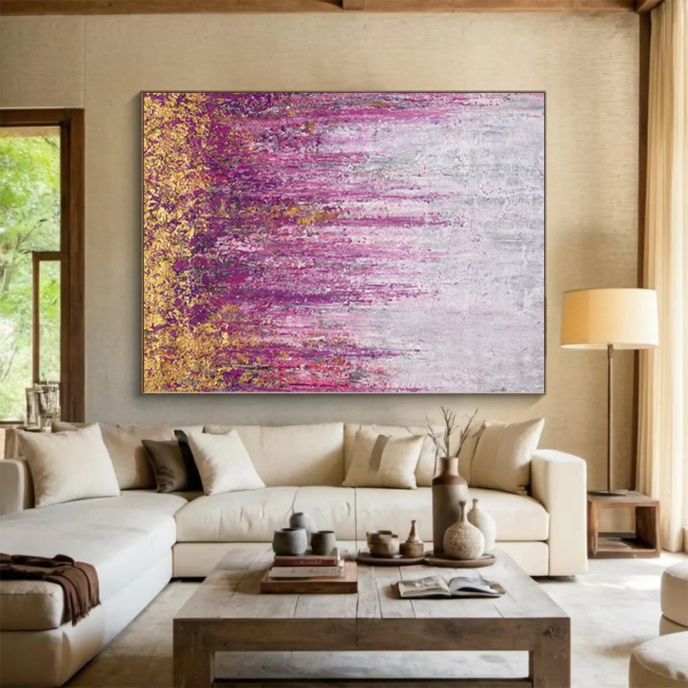“Purple - Gold Abstract Meadow” - Nature - Inspired Abstract Painting On Canvas PS0064