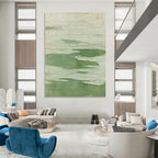 “Textured Green - White Impasto” - Impasto Abstract Painting On Canvas PT1227