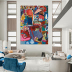 “Colorful Abstract Mosaic” - Lively Abstract Painting On Canvas DS297