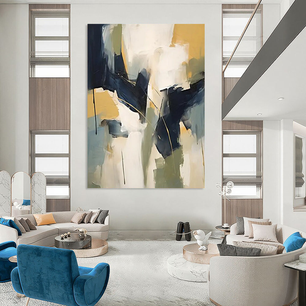 “Geometric Harmony” - Bold Shapes & Cool Hues Painting On Canvas DS123