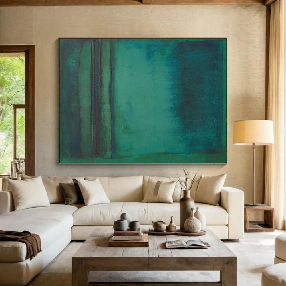 “Teal Gradient Abstract” - Gradient Abstract Painting, Perfect for Spa & Bedroom DKS615