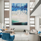 “Blue - White Abstract Forest” - Abstract Landscape Painting On Canvas PT1974