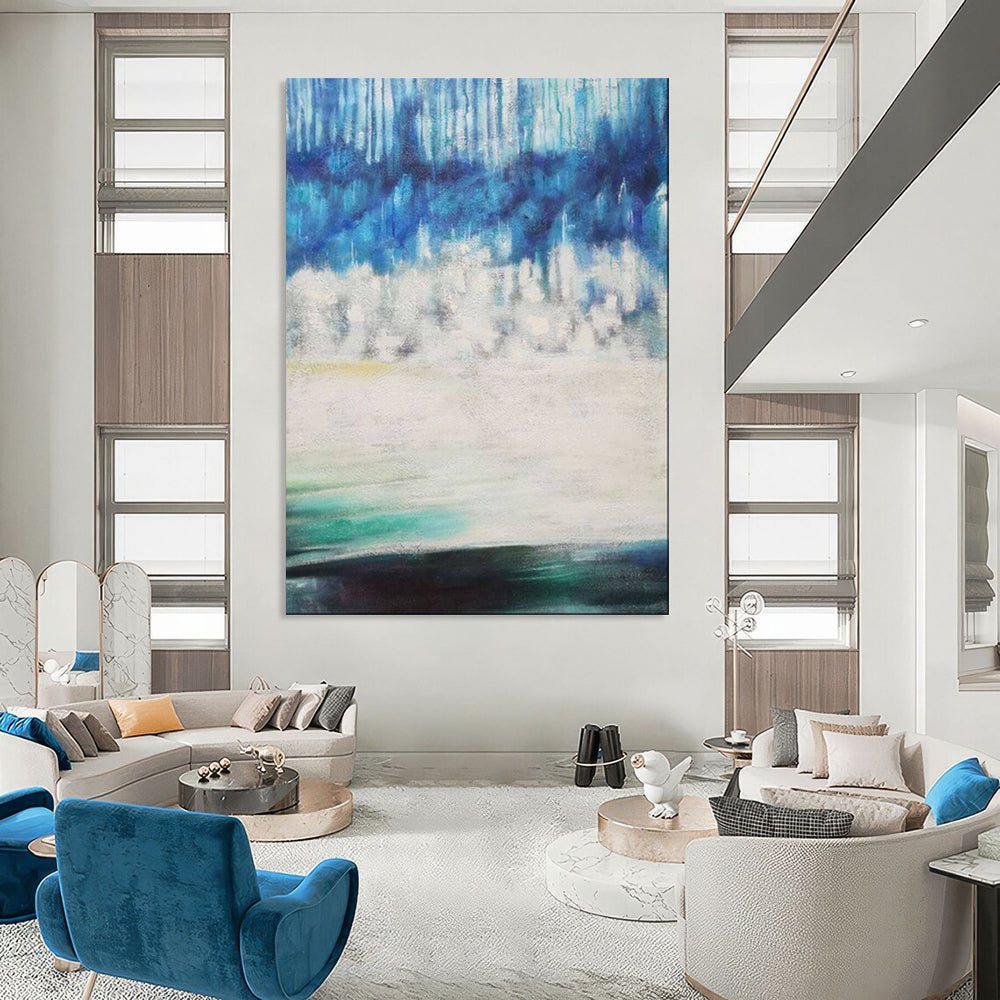 “Blue - White Abstract Forest” - Abstract Landscape Painting On Canvas PT1974