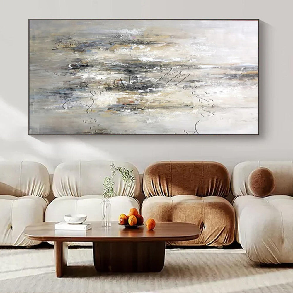Gray - Beige Abstract, "City Fog" – Abstract Impressionist - Inspired On Canvas PS0930