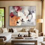 “Grey - Orange Abstract Energetic Forms” - Expressive Abstract Painting On Canvas PS0300