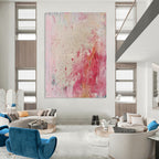 “Pink and Red Abstract” - Expressionist Abstract Painting On Canvas PT2283