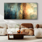 Landscape - Inspired, "Golden Horizon" – Abstract Landscape Painting On Canvas PS1028