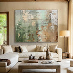 “Green and Brown Textured Abstract” - Earthy Abstract Painting On Canvas PT107