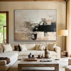 “Dramatic Black - and - White Abstract with Dripping Lines” - Bold Abstract Painting On Canvas PS0251