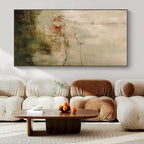 Beige, Gray, Green, Red with Subtle Lines "Faded Memory" Abstract Painting On Canvas PS1469