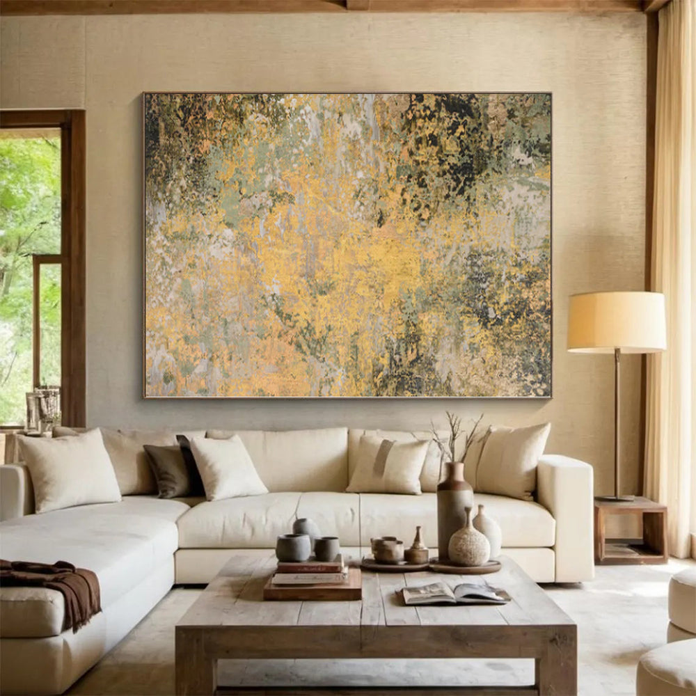 “Golden Hues Abstract” - Nature - Inspired Abstract Painting On Canvas PS0075