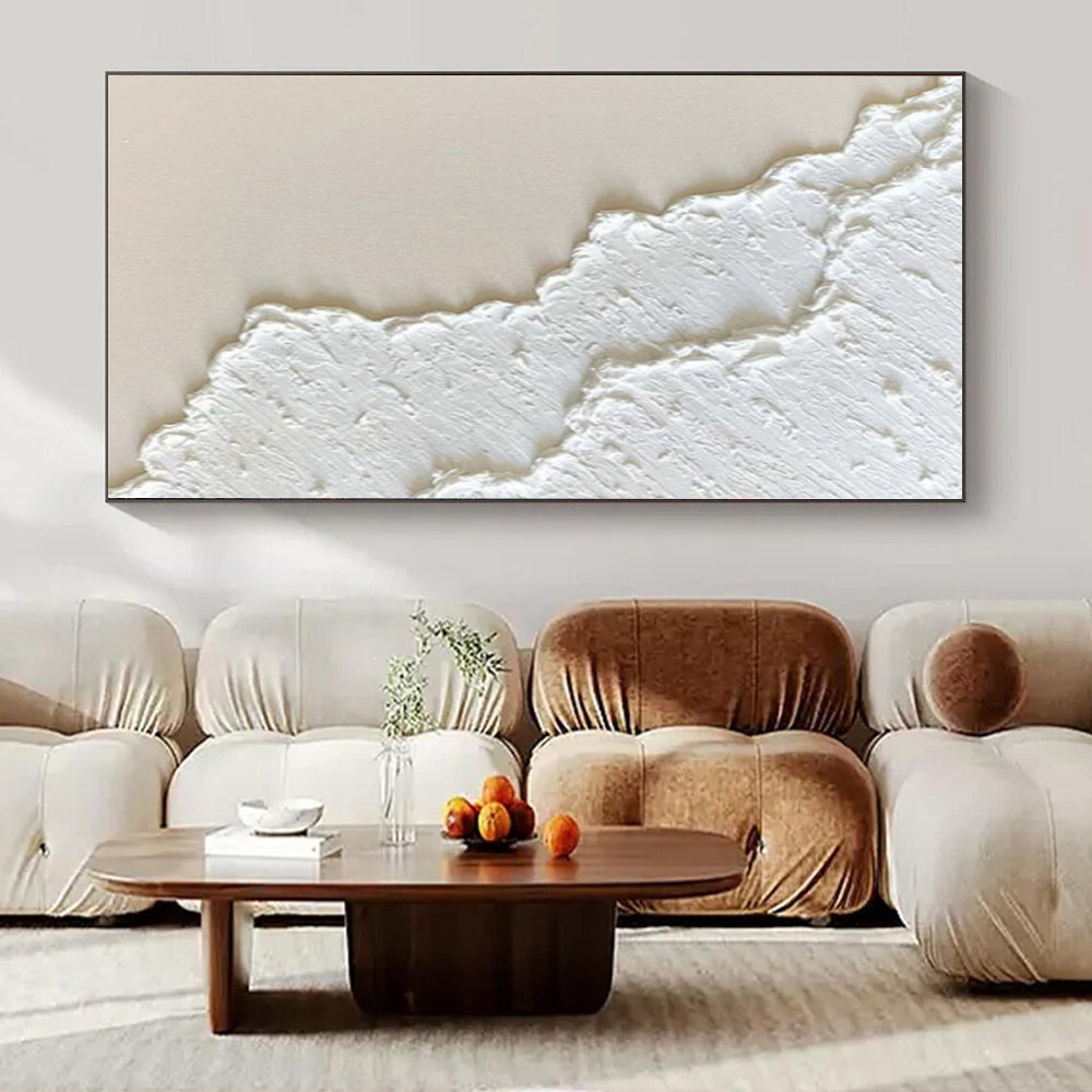 “White Textured Minimalist” - Serene Abstract Painting On Canvas PS0170