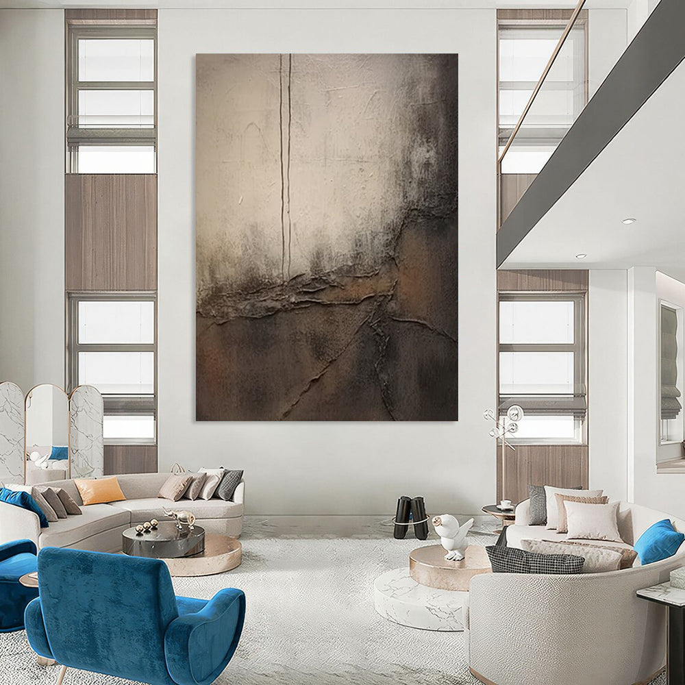 “Textured Grey and Brown Abstract” - Industrial - Inspired Painting On Canvas DS355