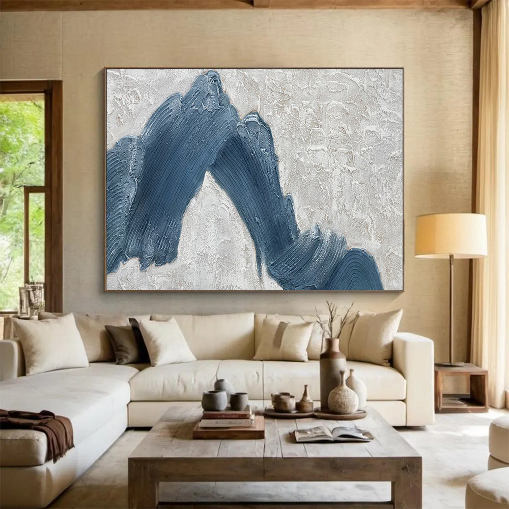 “Textured Blue - Grey Forms” Abstract Artwork DKS214