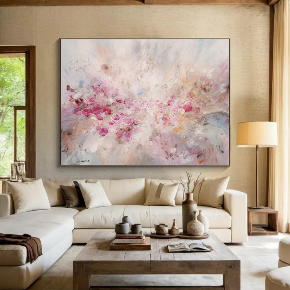 “Blush - Toned Floral Burst” - Floral Painting On Canvas DKS533