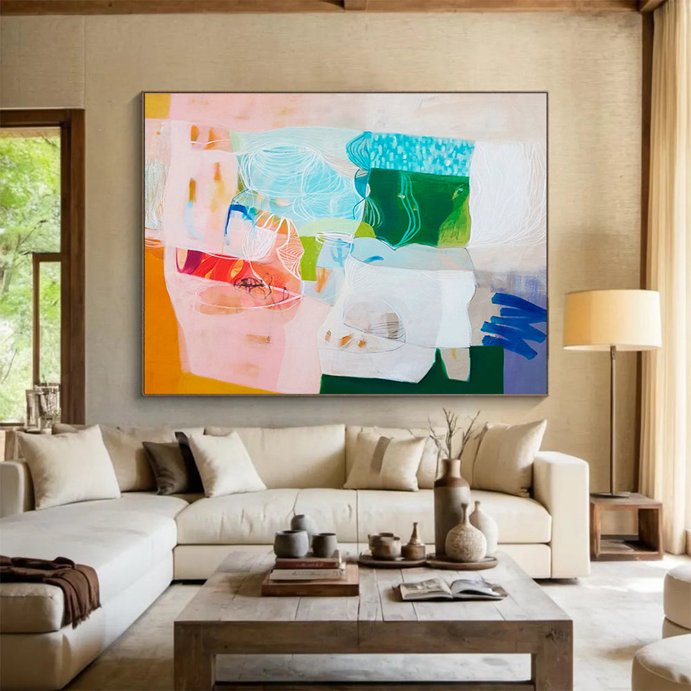 Colorful Abstract Collage - like Painting On Canvas DKS054