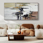 “Black - White - Gold Abstract Chaos” - Expressive Abstract Painting On Canvas PS0209