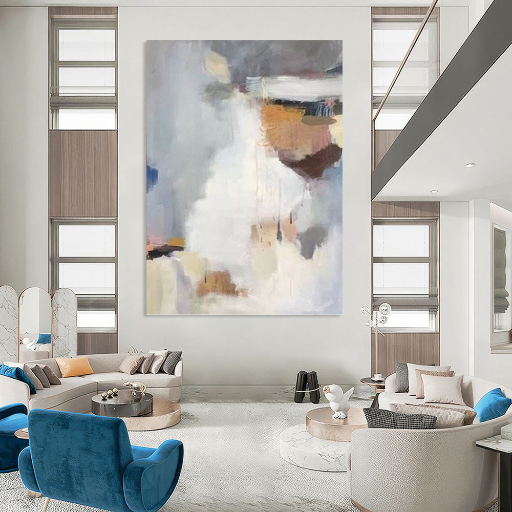 “Soft Hues Mix: Grey, White, and Earth Tones Abstract” - Minimalist Abstract Painting On Canvas PT0956