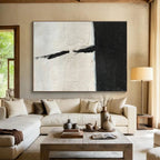 Minimalist Black - White Divide Abstract Painting On Canvas DKS177