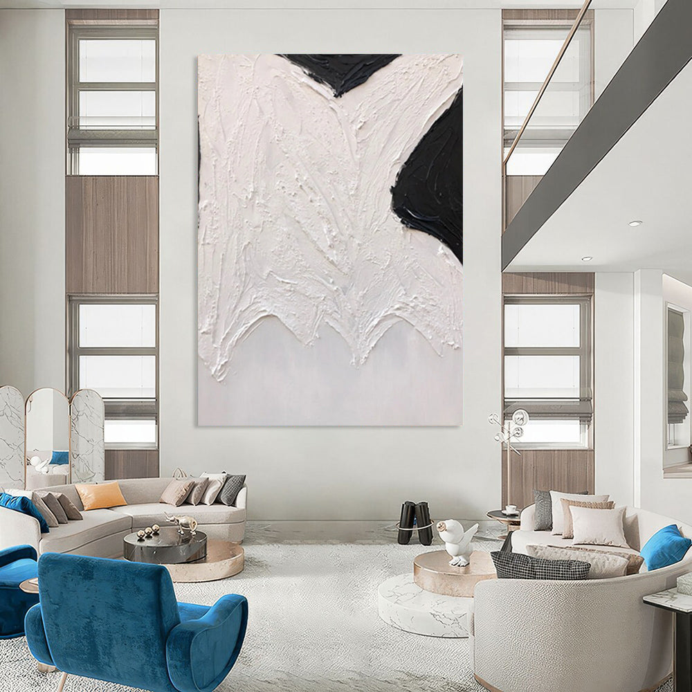 “Black and White Textured Abstract Forms” - Subtle Abstract Painting On Canvas DS405