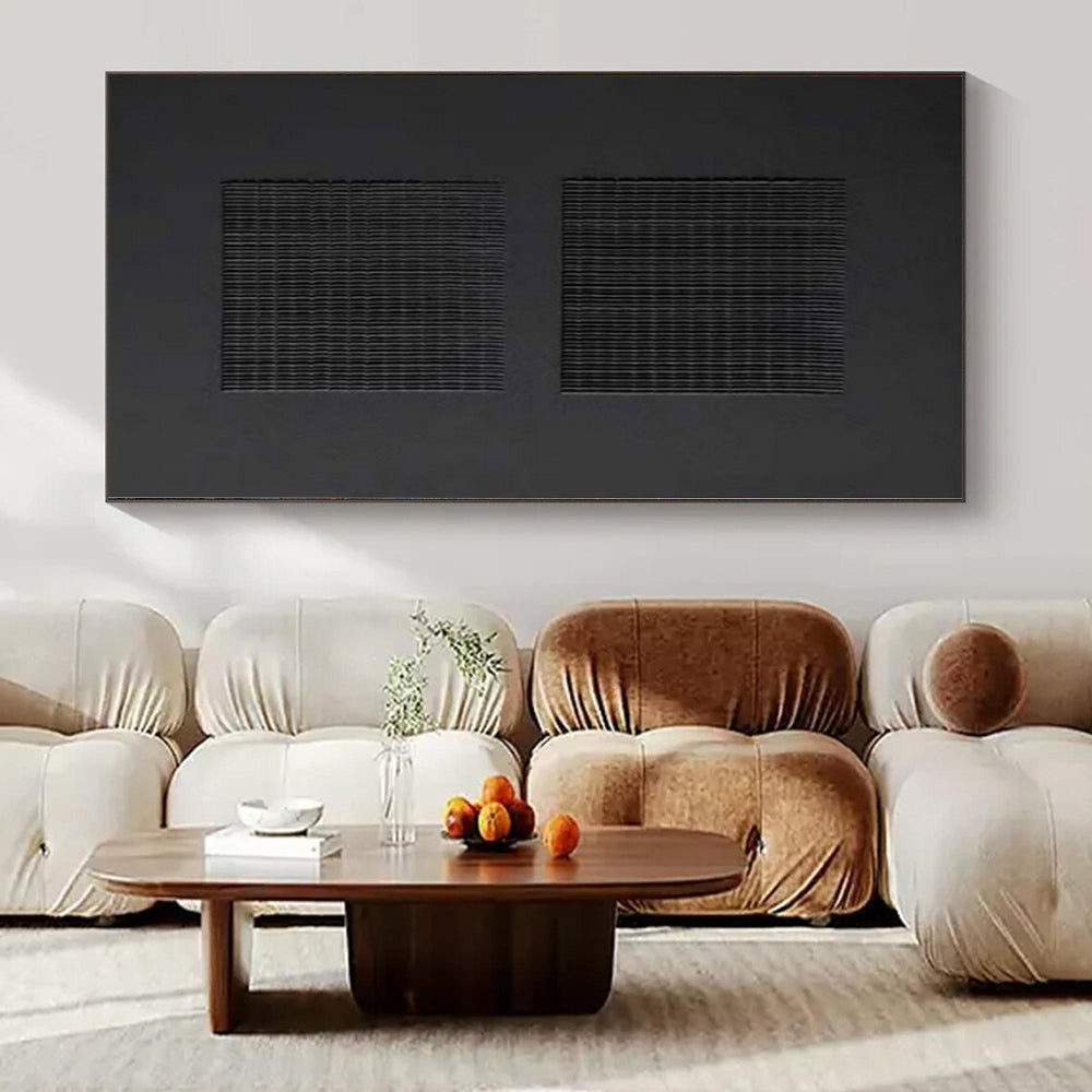 “Black - Gray Textured Minimalist” - Subtle Abstract Painting On Canvas PS0153