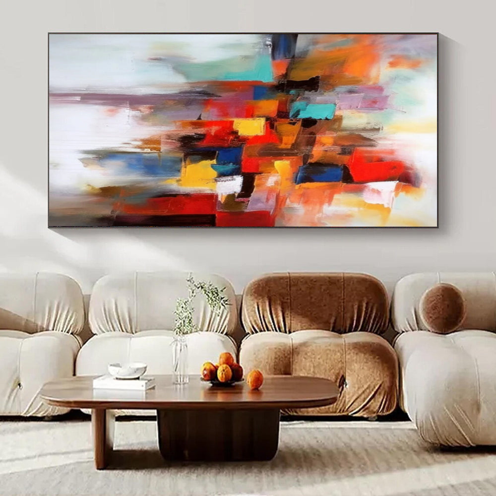 Colorful Block Abstract, "Vibrant Fusion" – Abstract Cubist - Inspired On Canvas PS0925