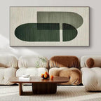 “Green - Gray Geometric Overlaps” - Contemporary Abstract Painting On Canvas PS0165