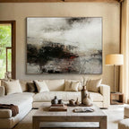 “Monochrome Mist & Faint Forms” - Abstract Landscape - Inspired Painting On Canvas PT1676