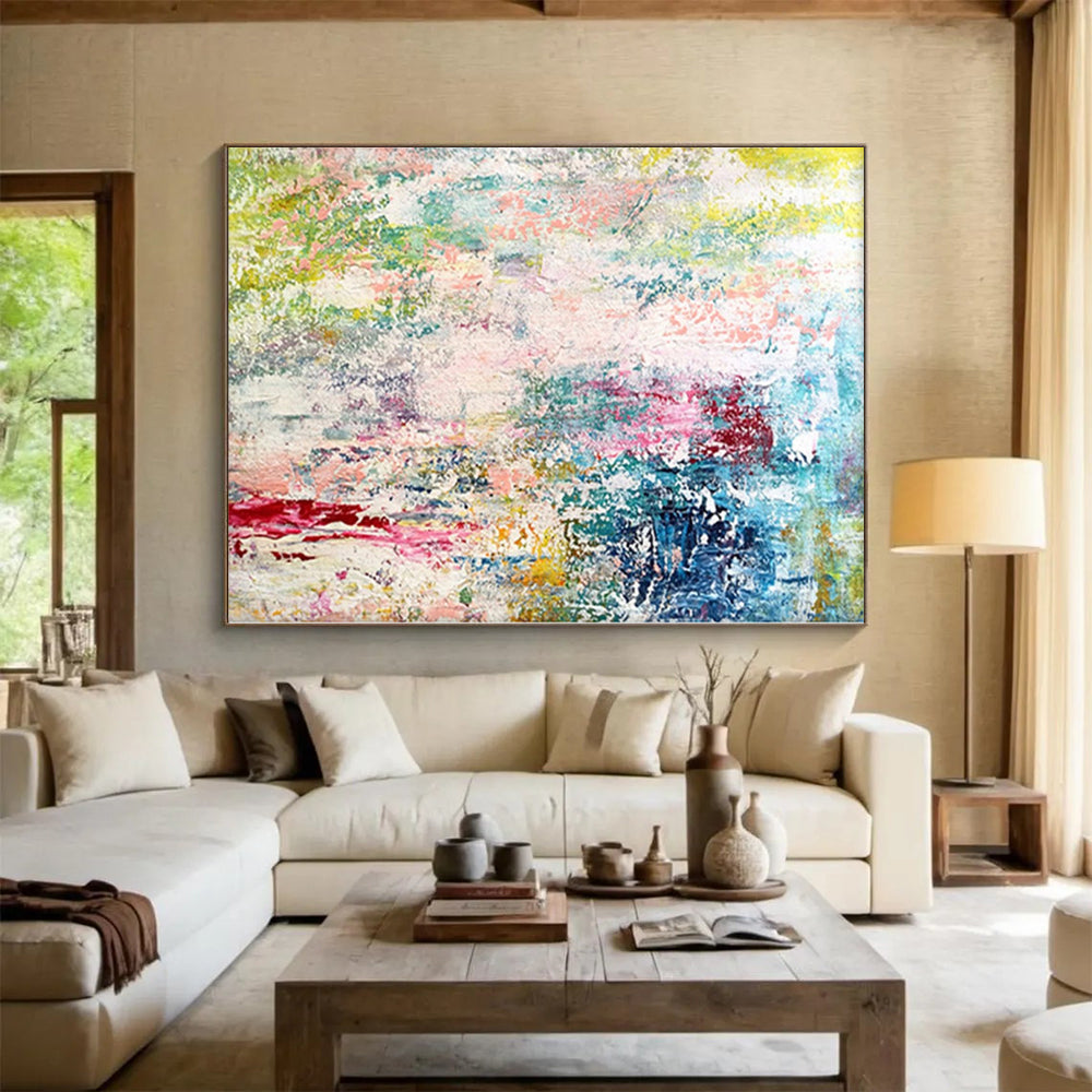 “Pastel Rainbow Abstract” - Whimsical Abstract Painting On Canvas PS0042