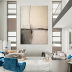 “Neutral Abstract Cross - Lines” - Subtle Abstract Painting On Canvas DS370