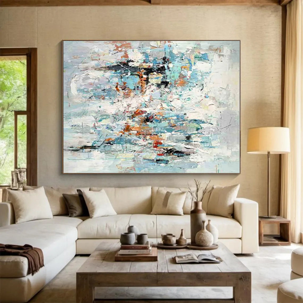 Soft Blues and Grays, "Cloudy Reverie" – Abstract Impressionist Painting On Canvas PS0890