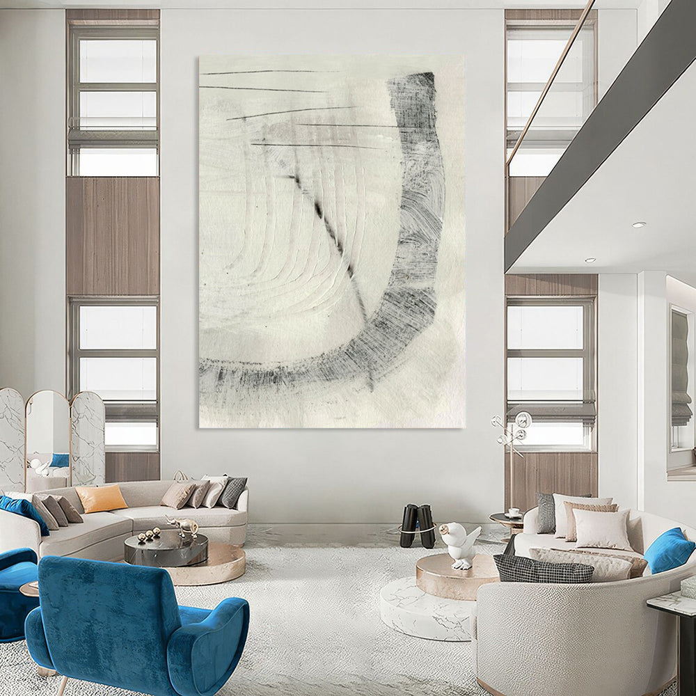 “Gray Scale Imprinted Shapes” - Light & Dark Gray with Intricate Patterns Painting On Canvas DS214