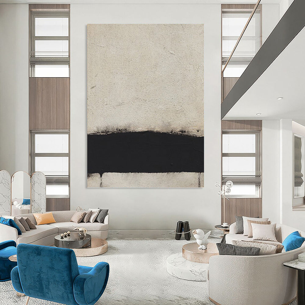 “Minimalist Black & White Abstract” - Minimalist - Inspired Abstract Painting On Canvas PT1419