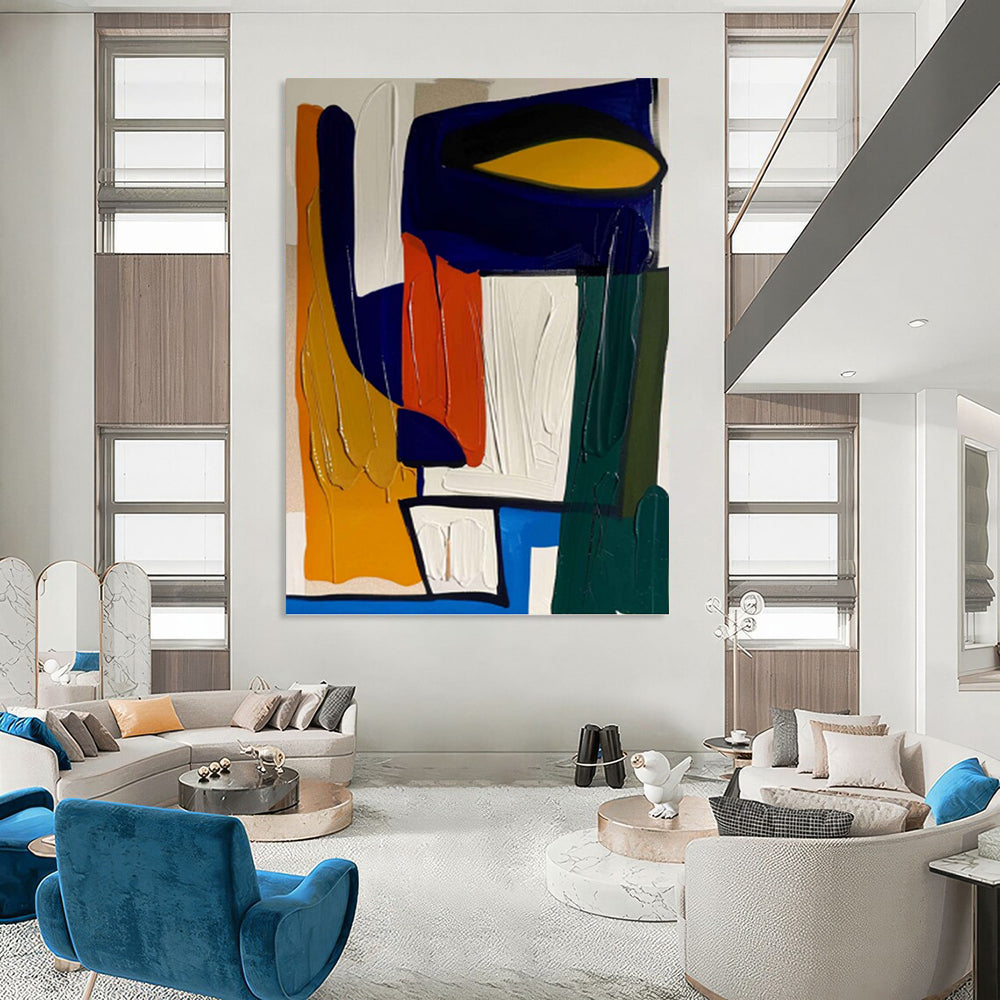 “Bold Color Block Composition” - Abstract Expressionist Painting On Canvas PT1187