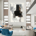 “Grey - Black Abstract Forms” - Minimalist Abstract Painting On Canvas PT1280