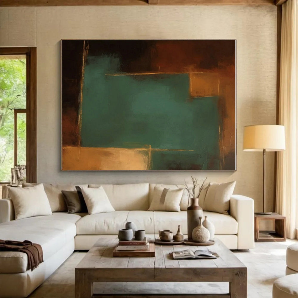 “Teal - Brown Abstract Contrast” - Teal, Brown Abstract Color - Block Painting PS0601