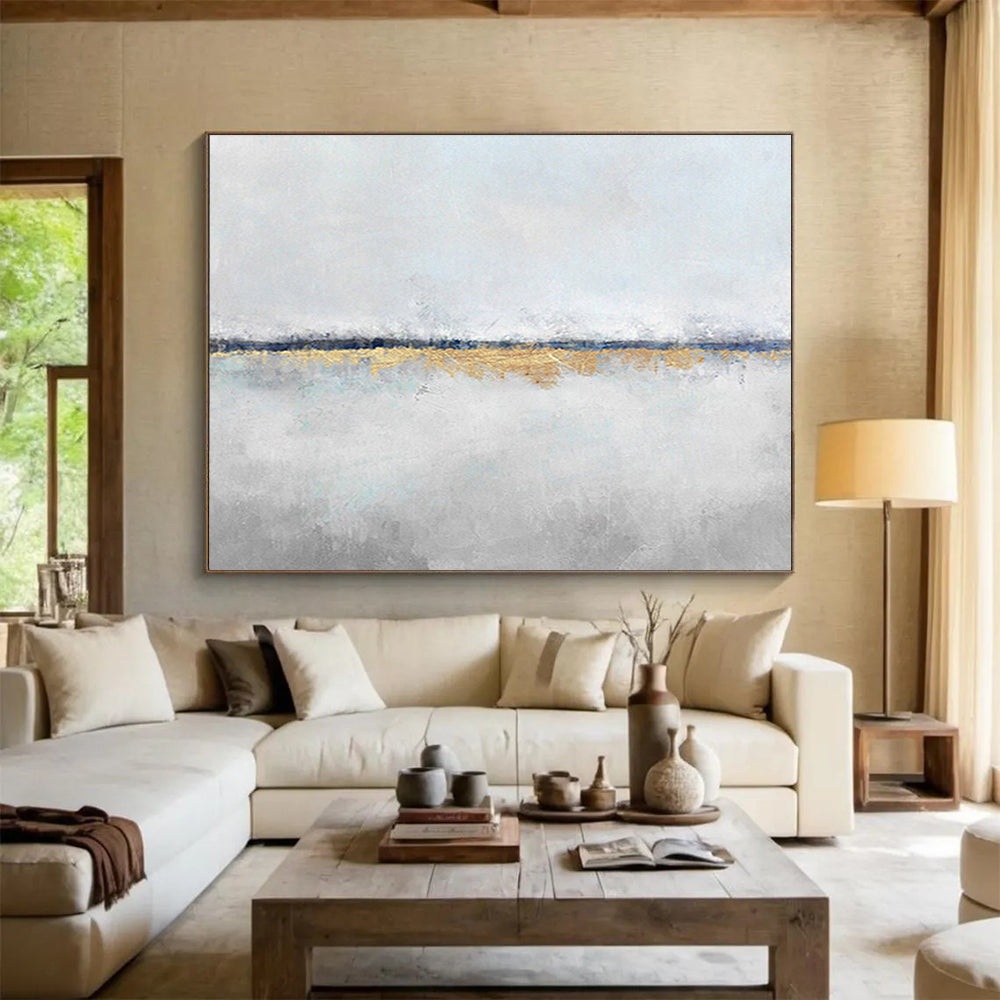 “Subtle Gold - Blue Horizon” Abstract Landscape DKS219