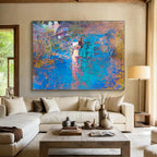 Blue - Hued Textured Abstract - Abstract Expressionistic Painting On Canvas DKS366