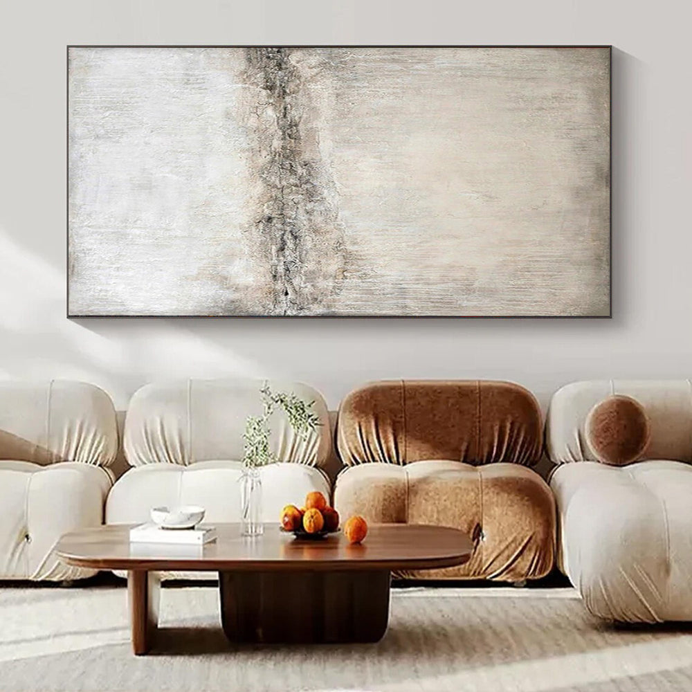Light Gray Textured, "Misty Horizon" – Textured Abstract Painting On Canvas PS0966