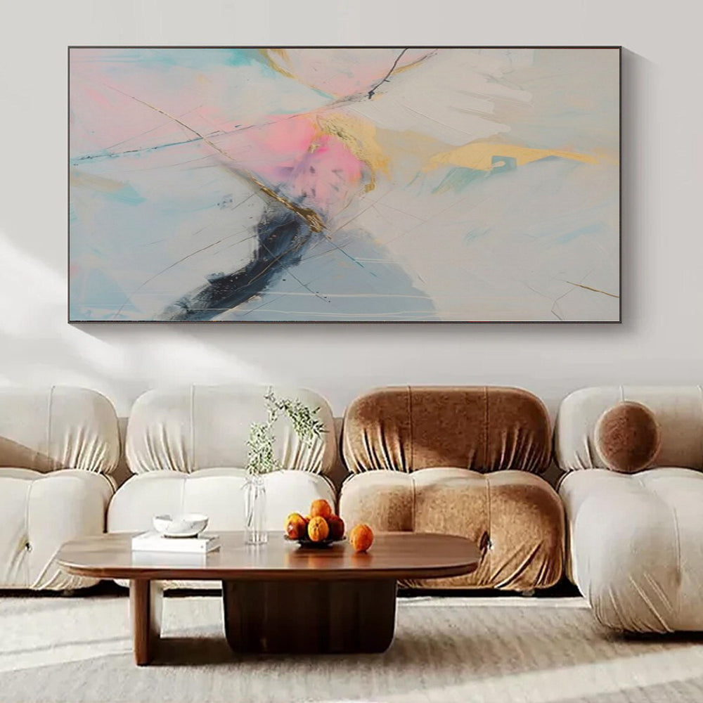 Pastel Hues with Gold Accents "Gilded Dream" Abstract Painting On Canvas PS1179