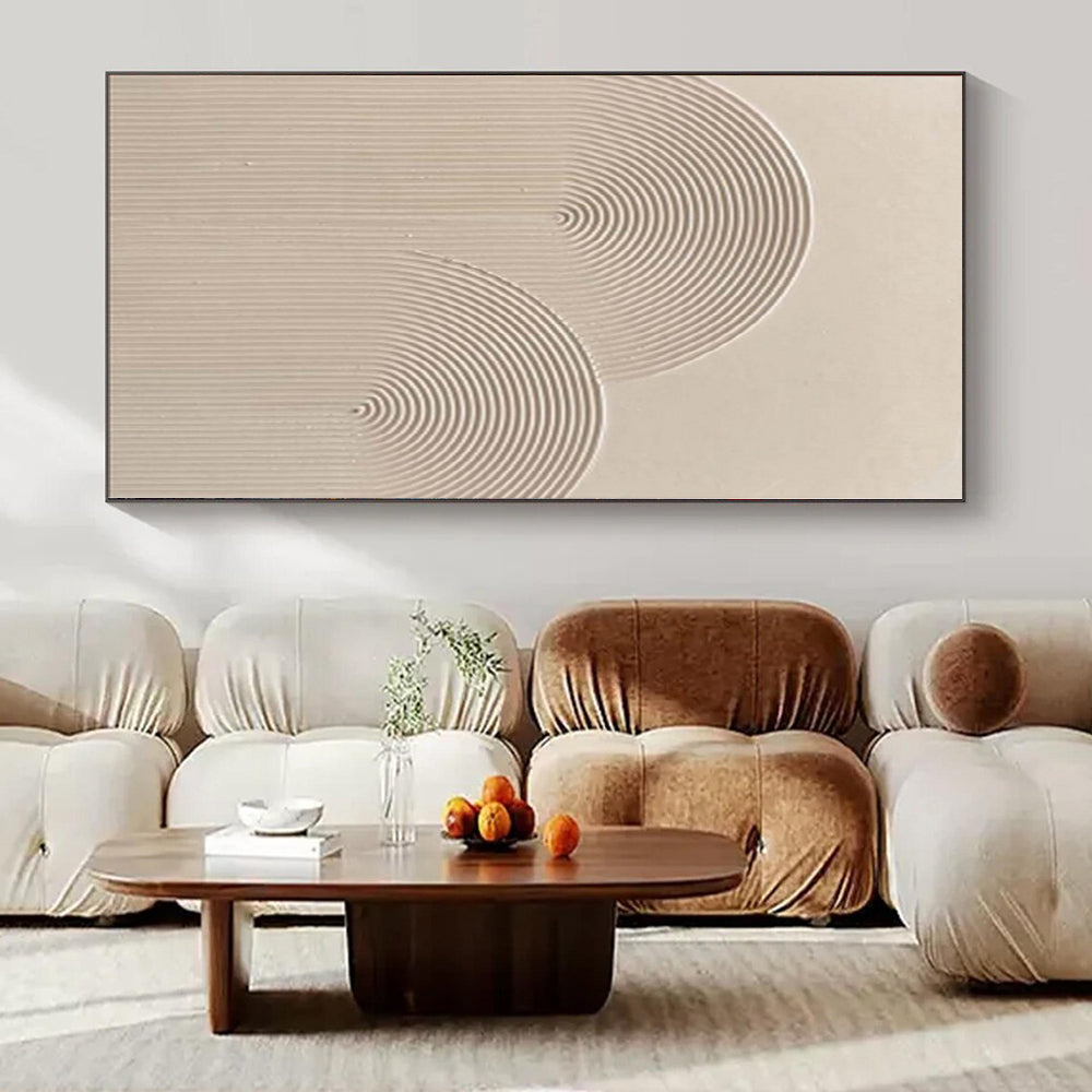 “Beige Circular Textured” - Subtle Abstract Painting On Canvas PS0141