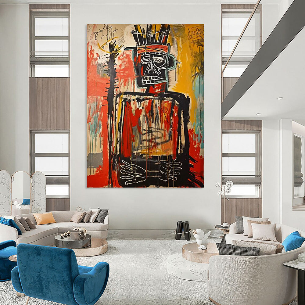Ancient Warrior: Basquiat - Style Figure Painting On Canvas DS108