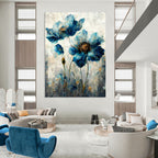 “Blue Flowers” - Impressionistic Acrylic Painting On Canvas PT2169