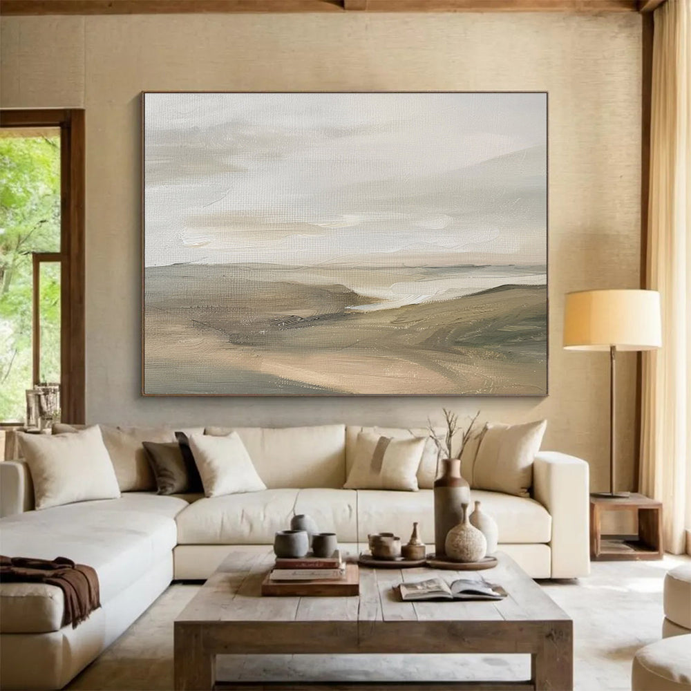 “Neutral - Toned Desert Vista” Landscape Painting On Canvas DKS247