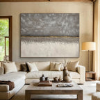 Minimalist Grey with Gold Accent Abstract Painting On Canvas DKS172