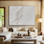 “White Wavy Textures” - Abstract Minimalist - Painting On Canvas PT1733