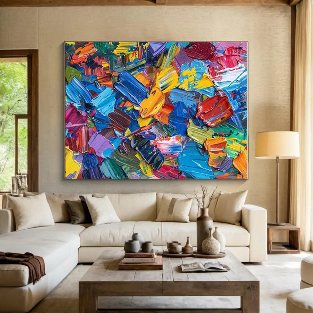 “Vibrant Color Explosion” - Multicolor Abstract Expressionist Painting On Canvas PS0685