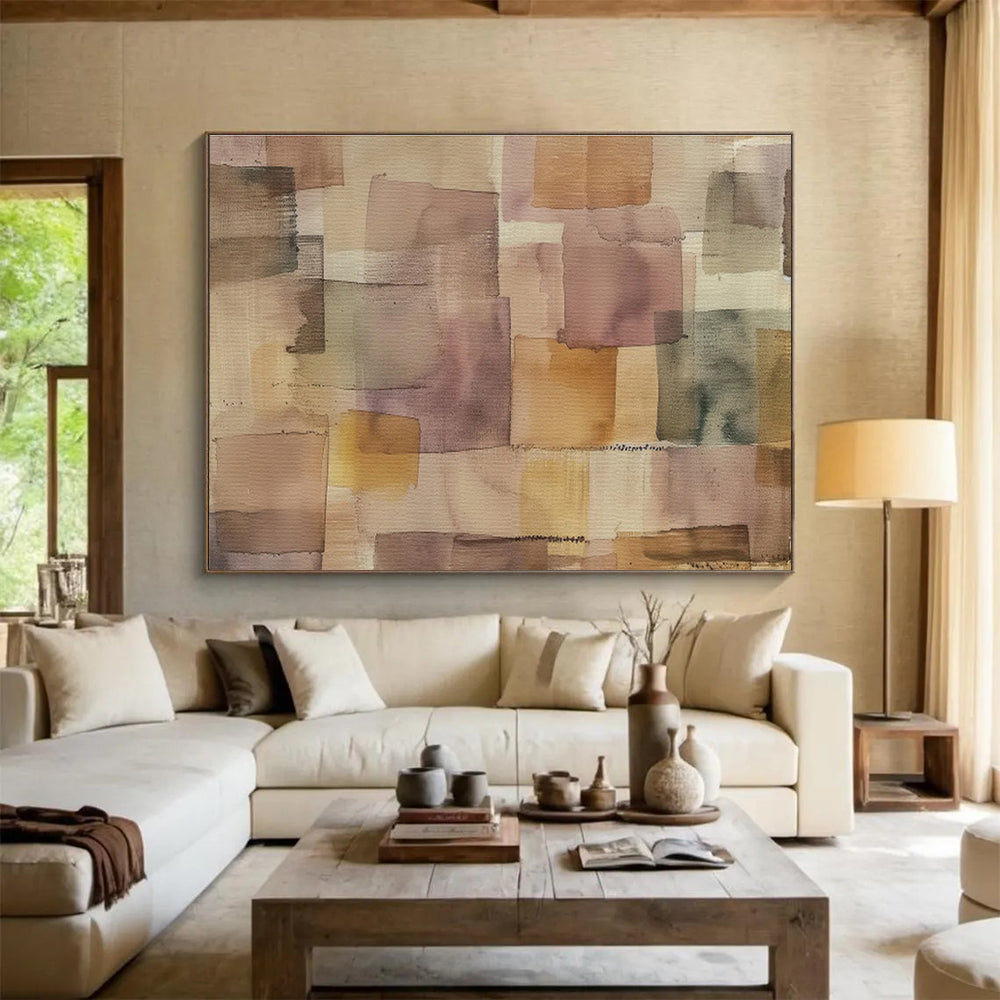“Pastel Patchwork Abstract” - Watercolor Abstract Painting, Great for Bedroom & Reading Nook DKS592