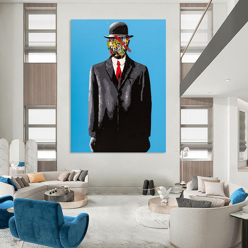 “Surreal Man with Colorful Mask” - Pop - Surrealist Art On Canvas PT2185