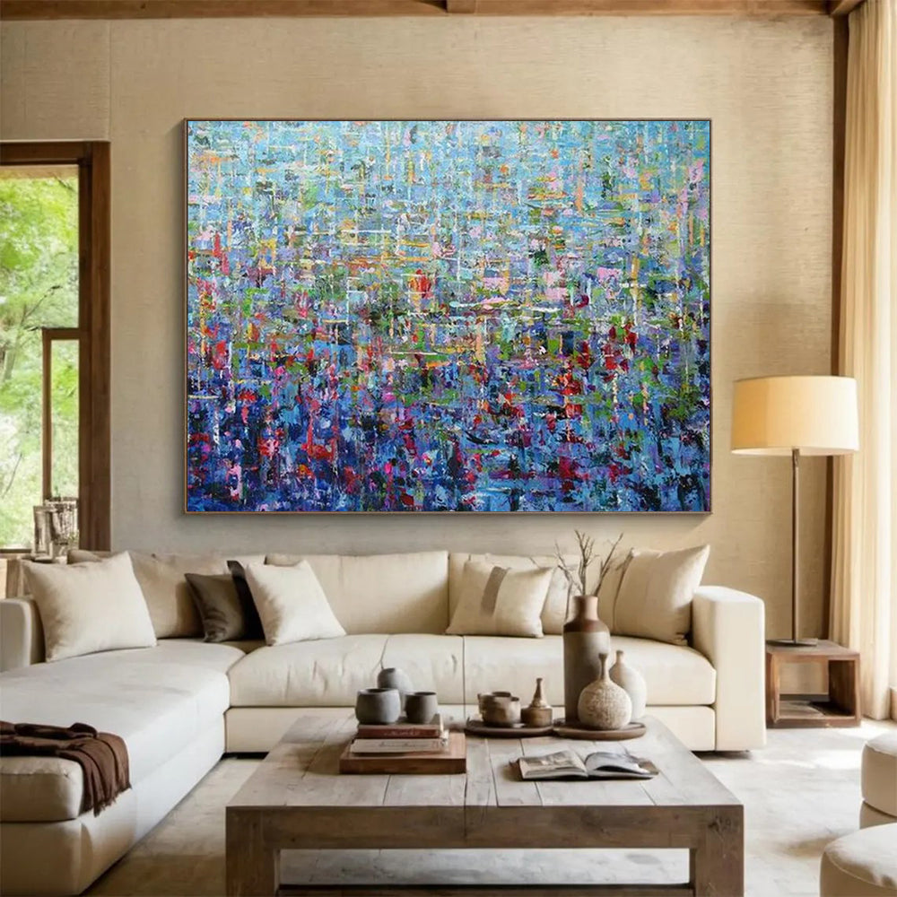 “Blue Based Colorful Abstract Mosaic” Abstract Mosaic Painting On Canvas PT1796